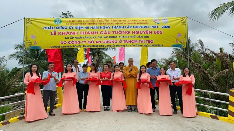 Chùa khánh thành cầu Tường Nguyên 605, tại ấp Ngãi Tăng, xã Cù Lao Dung, TP.Cần Thơ 