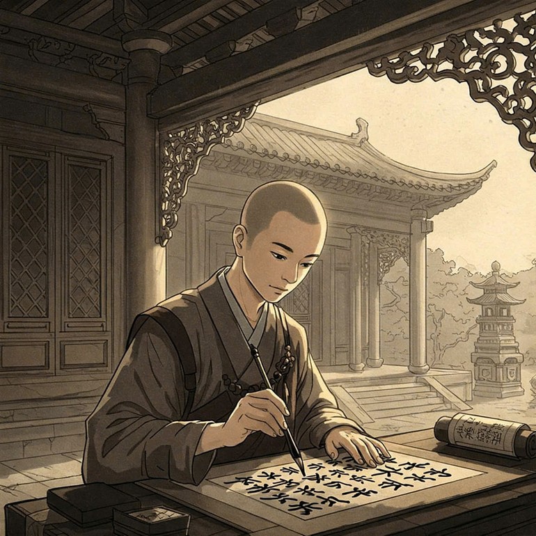 Tranh minh hoạ tăng nhân Biện Cơ