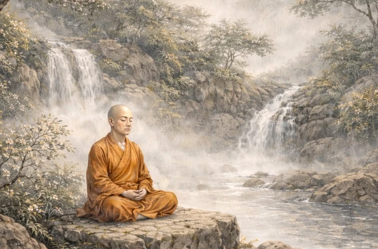 Tổ sư Liễu Quán ở tổ trên nhánh cây, ăn rong “sột soạt” mà thiền cơ dĩnh ngộ, lập nên Thiền pháp, đời đời nối thạnh, không đoạn dứt 