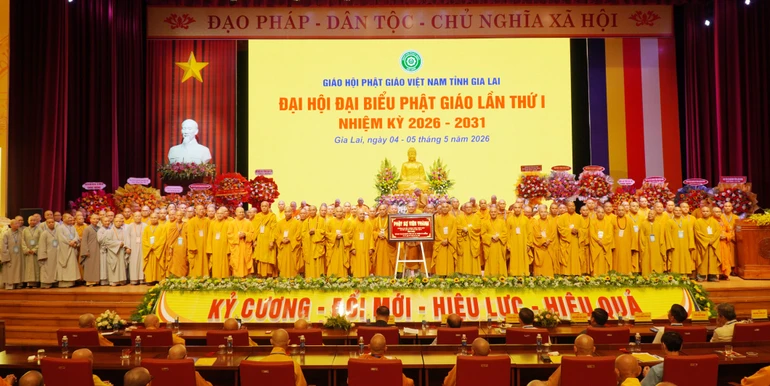 Tân Ban Trị sự GHPGVN tỉnh Gia Lai, nhiệm kỳ 2026-2031 ra mắt đại hội - Ảnh: Như Danh/BGN