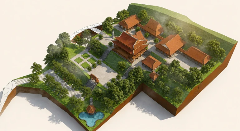 Phối cảnh tổng thể chùa Trà My sau khi hoàn thành