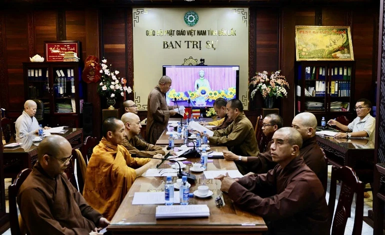 Ban Trị sự GHPGVN tỉnh họp trực tuyến triển khai hoạt động Phật sự