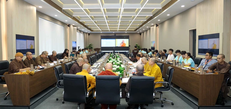 Phiên họp thứ ba giữa ICDV và GHPGVN rà soát về chương trình Đại lễ Vesak Liên Hiệp Quốc 2025 - Ảnh: Nguyên Tài/BGN