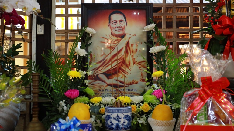 Di ảnh Trưởng lão Hòa thượng Thích Giác Trang tại tịnh xá Ngọc Chánh (P.Bình Thạnh, TP.HCM) - Ảnh: Thanh Tốt