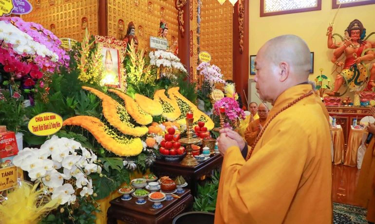 Lễ tưởng niệm Hòa thượng Thích Thanh Ngọc tại chùa Khuông Việt (P.Tân Sơn Nhất, TP.HCM) - Ảnh: Nguyên Tài/BGN