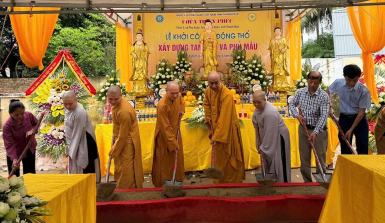 Chính thức động thổ khởi công xây dựng ngôi Tam bảo chùa Thiên Phúc (xã Phú Xuân, H.Thọ Xuân, Thanh Hóa) 
