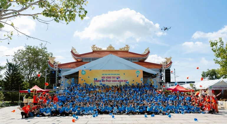 Hội trại Tuổi trẻ Phật giáo (xã Phước Lý, tỉnh Tây Ninh) có gần 800 trại sinh đến từ 10 ngôi chùa trên địa bàn tham gia