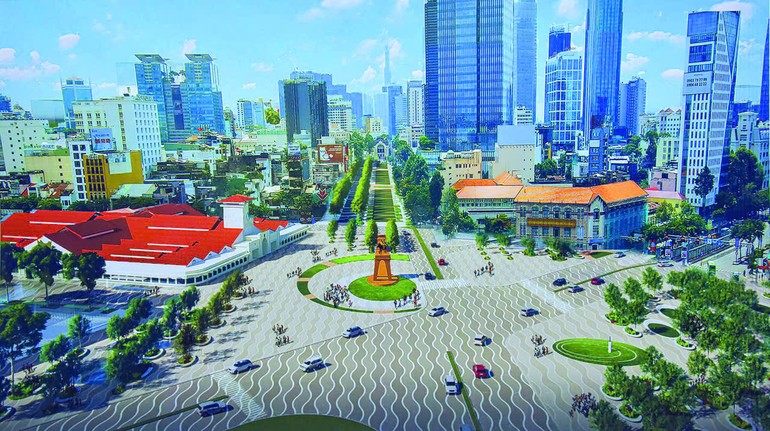 Công trường Quách Thị Trang trước chợ Bến Thành trong bảng vẽ tái quy hoạch