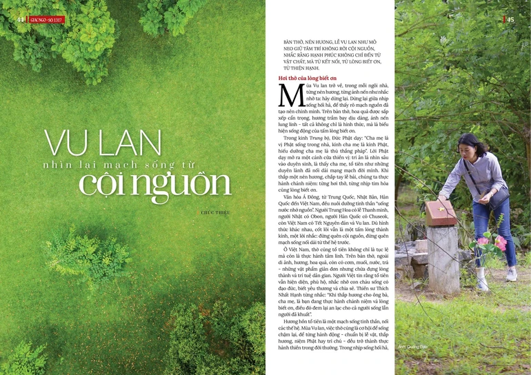 Bài trên Báo Giác Ngộ số đặc biệt Vu lan - Thiết kế: Phòng Mỹ thuật BGN/Tống Viết Diễn