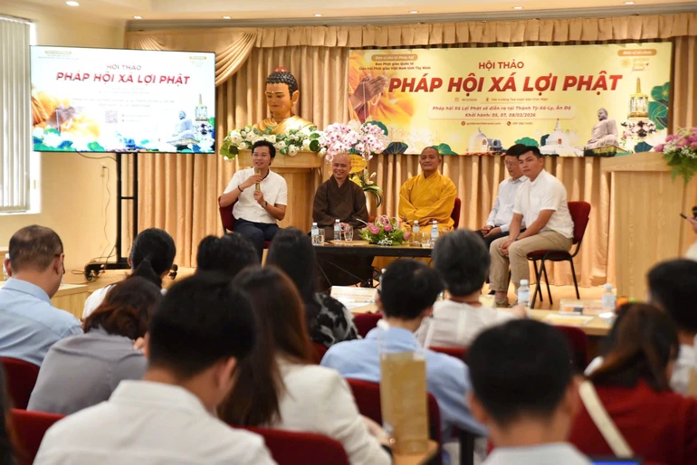 Chương trình Hội thảo “Pháp hội xá-lợi Phật 2026” diễn ra tại tòa soạn Báo Giác Ngộ, sáng 19-12 
