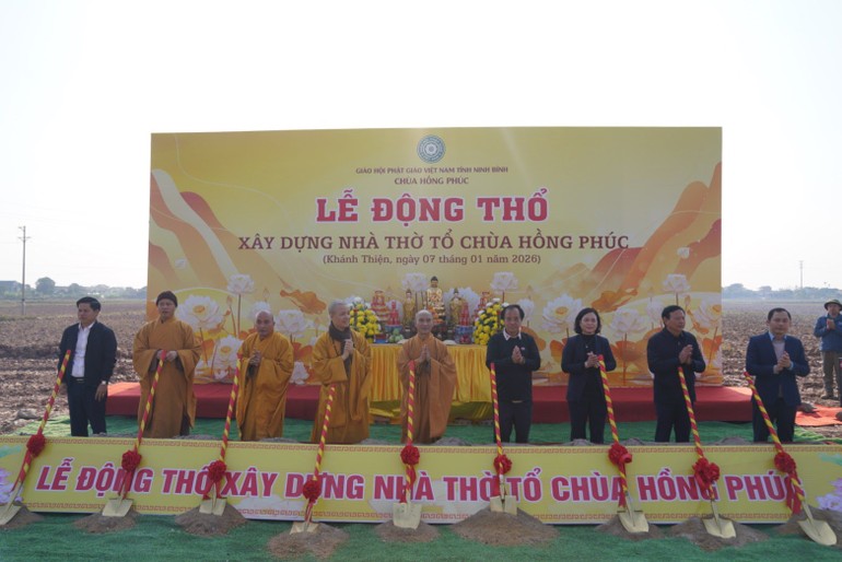 Chính thức động thổ khởi công xây dựng nhà thờ Tổ chùa Hồng Phúc