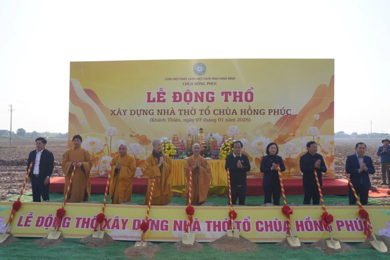 Chính thức động thổ khởi công xây dựng nhà thờ Tổ chùa Hồng Phúc