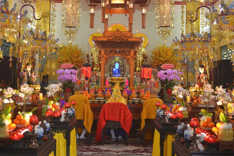 Pháp hội Dược Sư thất châu được tổ chức trang nghiêm tại chùa Pháp Thiện (xã Tân An Hội, TP.HCM)