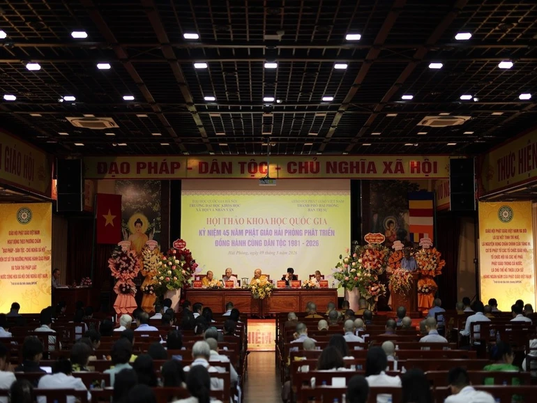Hội thảo khoa học “Kỷ niệm 45 năm Phật giáo Hải Phòng phát triển đồng hành cùng Dân tộc 1981-2026” diễn ra tại chùa Nam Hải - trụ sở Ban Trị sự GHPGVN TP.Hải Phòng
