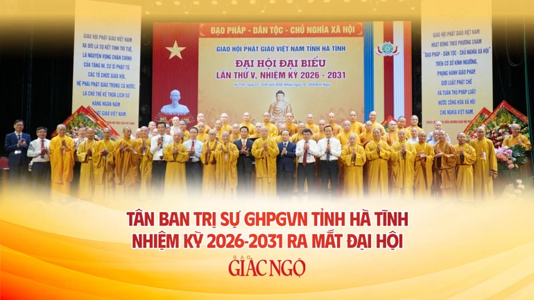 Tân Ban Trị sự GHPGVN tỉnh Hà Tĩnh, nhiệm kỳ 2026-2031 - Ảnh: Quảng Hậu - Thiết kế: Nguyện Truyền/BGN