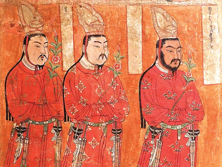 Các hoàng tử Duy Ngô Nhĩ, Bezeklik, Hang động 9, c. Thế kỷ VIII - IX sau Tây lịch, tranh tường - Bảo tàng Dân tộc học, Berlin