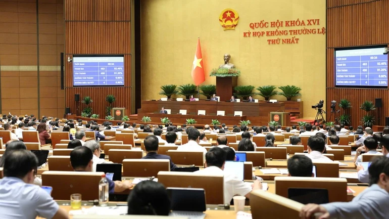 Quốc hội biểu quyết thông qua dự thảo Luật Phát triển đô thị, sáng 24-8 - Ảnh: Quang Phúc