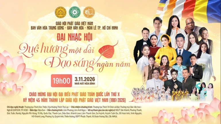 Chương trình "Đại Nhạc hội: Quê hương một dải - Đạo sáng ngàn năm" sẽ diễn ra lúc 19 giờ ngày 3-11, tại Nhà hát Hòa Bình, TP.HCM