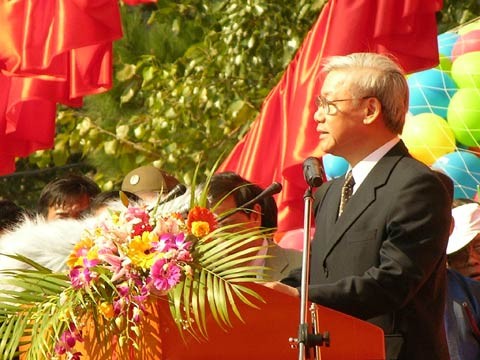 Ông Chủ Tịch Quốc Hội  Nguyễn Phú Trọng phát bểu tại buổi lễ