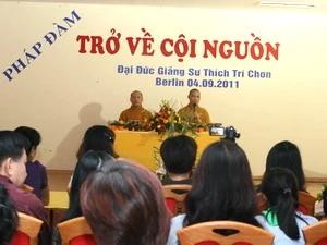 uổi pháp đàm "Trở về cội nguồn," của đoàn Hoằng pháp Trung ương Giáo hội Phật giáo Việt Nam. (Ảnh: Thanh Hải/Vietnam+)