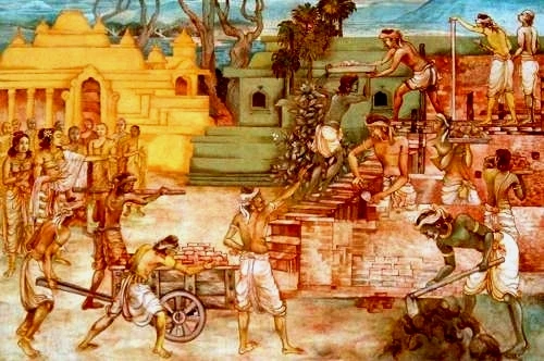 Nữ cư sĩ Visakha đang chỉ đạo xây dựng tinh xá Đông Viên