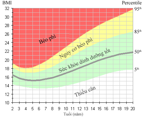 Biểu đồ về chỉ số BMI