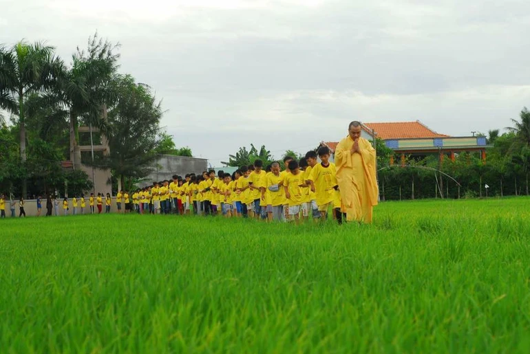 Khóa tu mùa hè tại chùa Khánh Ninh, Long An - Ảnh: Chùa Khánh Ninh