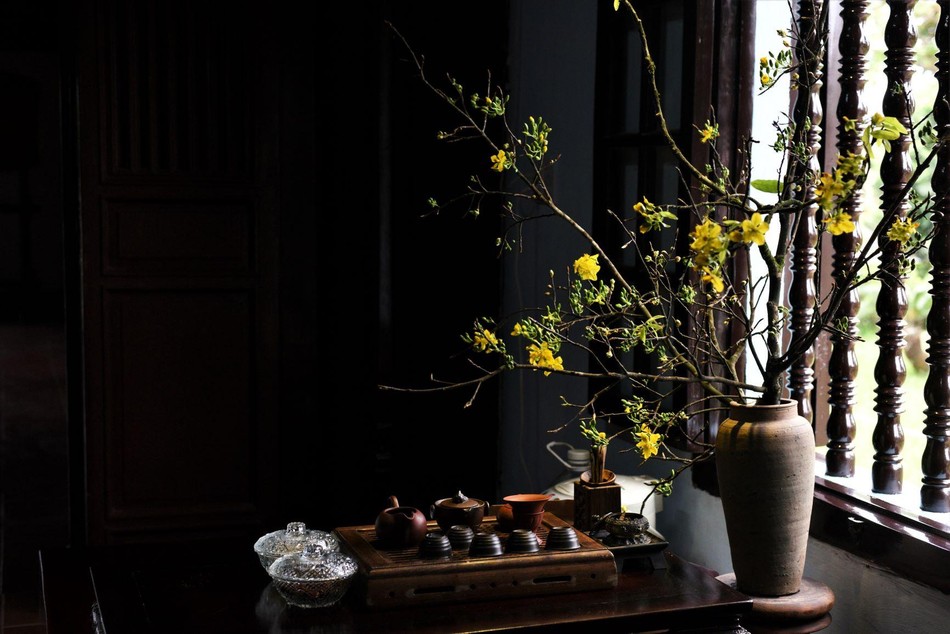 Góc trà yên tĩnh là không gian mà chư Tăng thường dùng để đón tiếp khách quý đến thăm