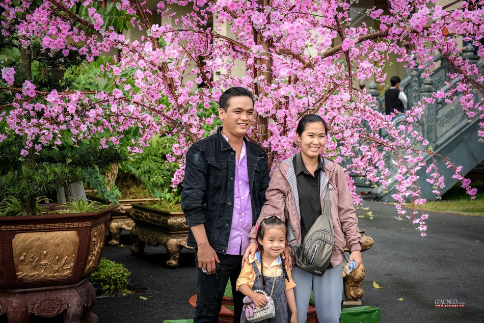 Rất nhiều du khách lựa chọn lưu giữ những bức ảnh bên gia đình khi đến tham quan chùa Thanh Tâm