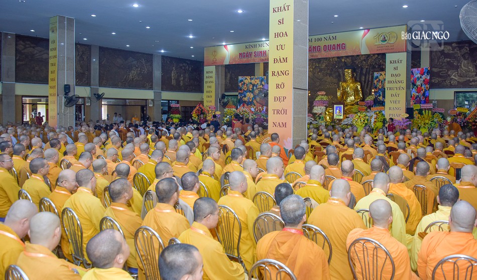 Quang cảnh buổi lễ sáng nay, 8-11, tại pháp viện Minh Đăng Quang (TP.Thủ Đức, TP.HCM)