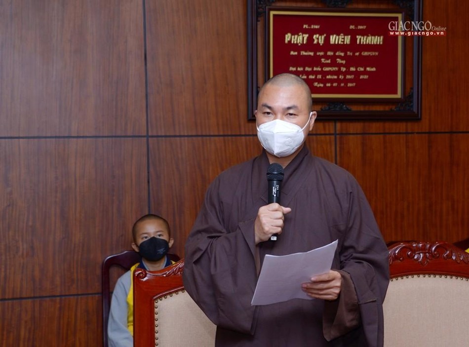 Đại đức Thích Minh Phú phát biểu