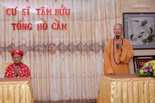 Trưởng lão Hòa thượng Thích Trí Quảng phát biểu chúc thọ cư sĩ Tống Hồ Cầm