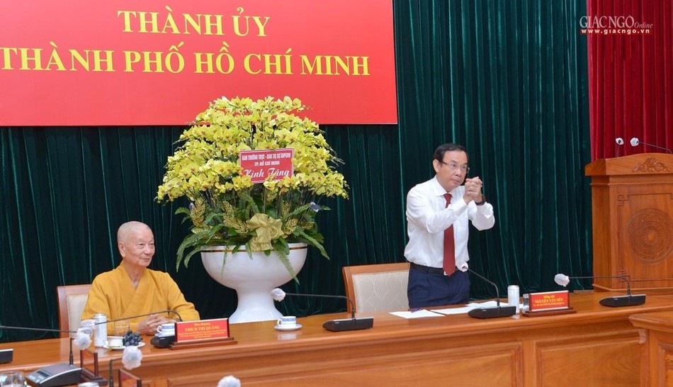 Ông Nguyễn Văn Nên, Ủy viên Bộ Chính trị, Bí thư Thành ủy TP.HCM chào đón chư vị giáo phẩm lãnh đạo GHPGVN TP.HCM đến thăm Ông Nguyễn Văn Nên, Ủy viên Bộ Chính trị, Bí thư Thành ủy TP.HCM chào đón chư vị giáo phẩm lãnh đạo GHPGVN TP.HCM đến thăm