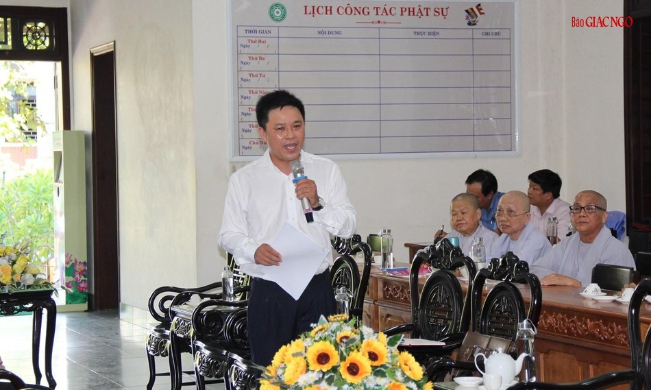 Trưởng ban Tôn giáo tỉnh Thừa Thiên Huế Nguyễn Văn Lập phát biểu cho rằng nhân sự là công việc nội bộ của Giáo hội và truyền đạt ý của Bí thư Tỉnh ủy cùng lãnh đạo UBND tỉnh Thừa Thiên Huế đề nghị Ban Trị sự GHPGVN tỉnh Thừa Thiên Huế thực hiện nghiêm túc sự chỉ đạo, hướng dẫn về công tác đại hội của Trung ương GHPGVN Trưởng ban Tôn giáo tỉnh Thừa Thiên Huế Nguyễn Văn Lập phát biểu cho rằng nhân sự là công việc nội bộ của Giáo hội và truyền đạt ý của Bí thư Tỉnh ủy cùng lãnh đạo UBND tỉnh Thừa Thiên Huế đề nghị Ban Trị sự GHPGVN tỉnh Thừa Thiên Huế thực hiện nghiêm túc sự chỉ đạo, hướng dẫn về công tác đại hội của Trung ương GHPGVN