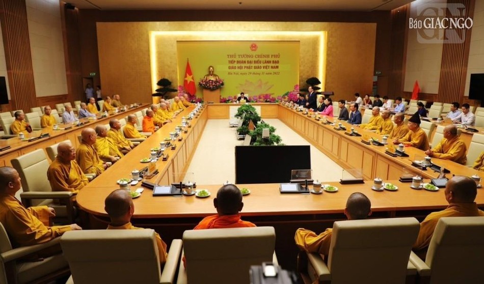 Quang cảnh buổi tiếp đoàn lãnh đạo GHPGVN tại Trụ sở Chính phủ Quang cảnh buổi tiếp đoàn lãnh đạo GHPGVN tại Trụ sở Chính phủ