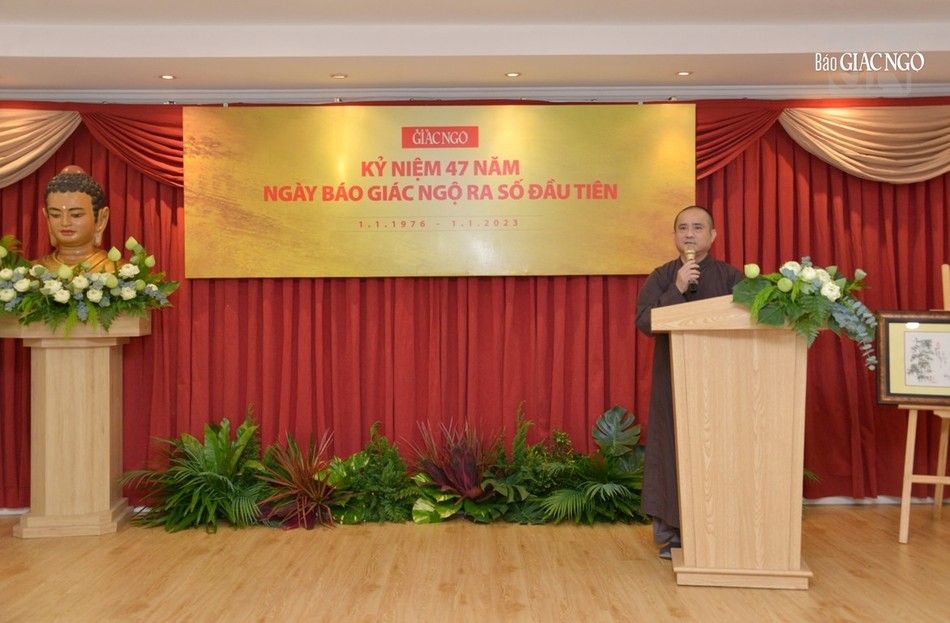 Thượng tọa Thích Tâm Hải, Tổng Biên tập báo Giác Ngộ phát biểu chào mừng Thượng tọa Thích Tâm Hải, Tổng Biên tập báo Giác Ngộ phát biểu chào mừng