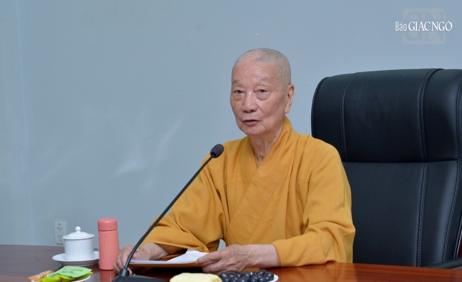 Trưởng lão Hòa thượng Thích Trí Quảng điều hành phiên họp đầu năm Quý Mão - 2023 của Hội đồng Điều hành Học viện Phật giáo VN tại TP.HCM