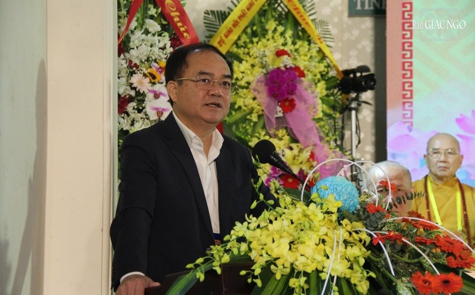 Thứ trưởng Bộ Nội vụ Vũ Chiến Thắng phát biểu tại lễ ra mắt Ban Hoằng pháp T.Ư