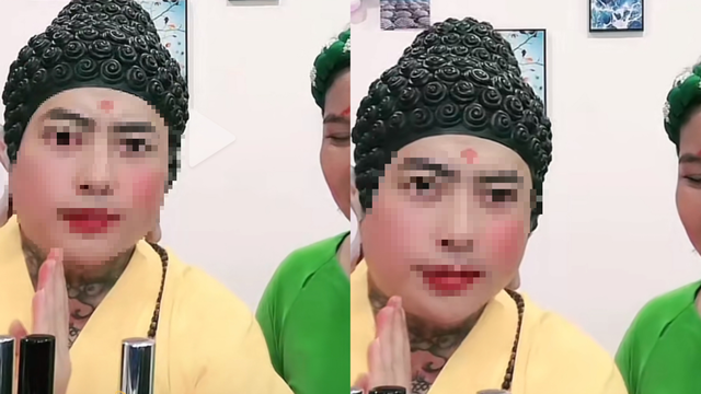 Hóa trang thành Đức Phật livestream bán hàng trên TikTok: Hành vi phản cảm! - Ảnh 1. Hóa trang thành Đức Phật livestream bán hàng trên TikTok - Chụp màn hình