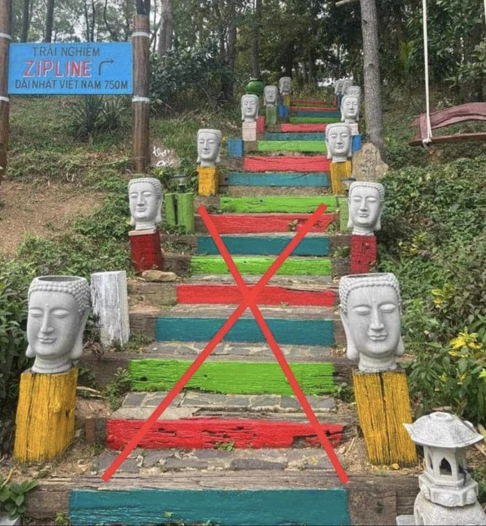 Dùng đầu tượng trang trí trụ hai bên lối đi ở khu du lịch sinh thái Hồ Phú Ninh (tỉnh Quảng Nam) do bạn đọc phản ánh về toà soạn Báo Giác Ngộ Dùng đầu tượng trang trí trụ hai bên lối đi ở khu du lịch sinh thái Hồ Phú Ninh (tỉnh Quảng Nam) do bạn đọc phản ánh về toà soạn Báo Giác Ngộ