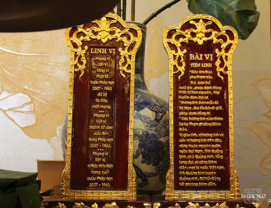 Bài vị chư Thánh tử đạo và Tiên linh nội ngoại ngài thờ ở nơi an trú ở TP.HCM hay lúc về Huế