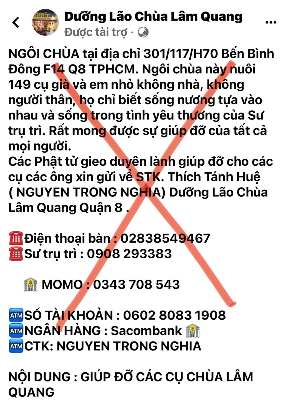 Thông tin mạo danh kêu gọi từ thiện, được "chạy" quảng cáo để tiếp cận với nhiều người Thông tin mạo danh kêu gọi từ thiện, được "chạy" quảng cáo để tiếp cận với nhiều người