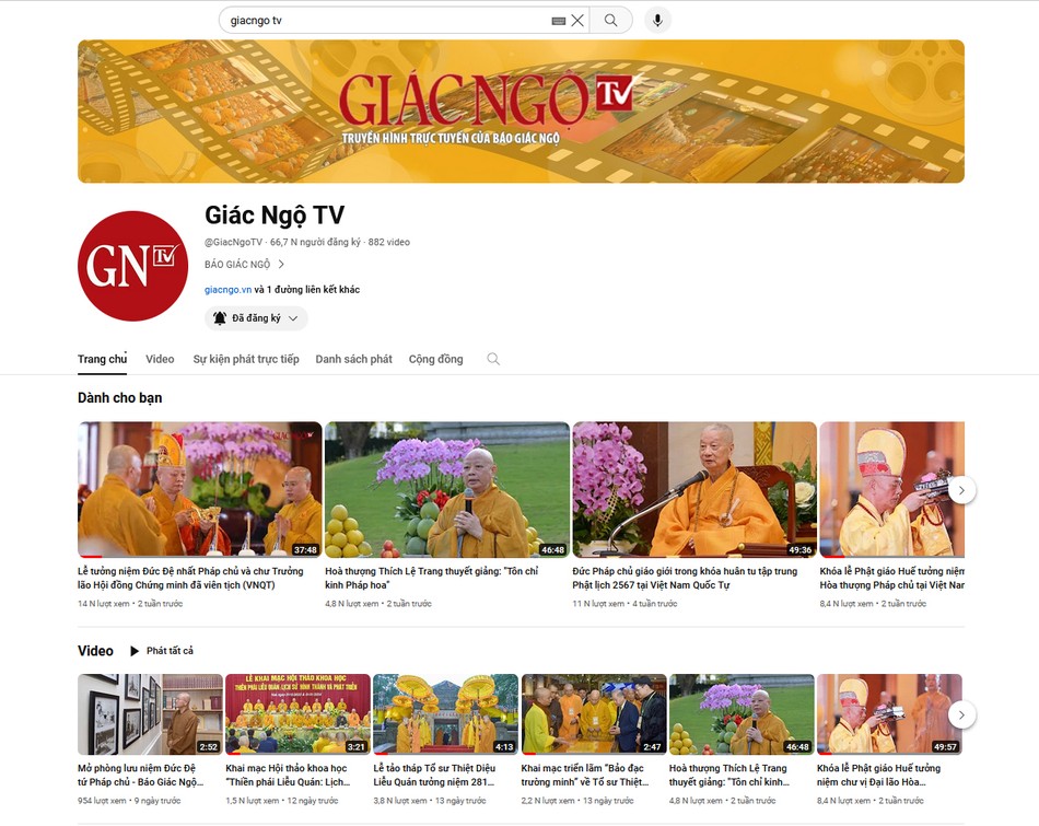 Giác Ngộ TV là kênh được ủy quyền chính thức trách nhiệm các video liên quan thuyết giảng trên YouTube của Đức Pháp chủ GHPGVN - Đại lão Hòa thượng Thích Trí Quảng Giác Ngộ TV là kênh được ủy quyền chính thức trách nhiệm các video liên quan thuyết giảng trên YouTube của Đức Pháp chủ GHPGVN - Đại lão Hòa thượng Thích Trí Quảng