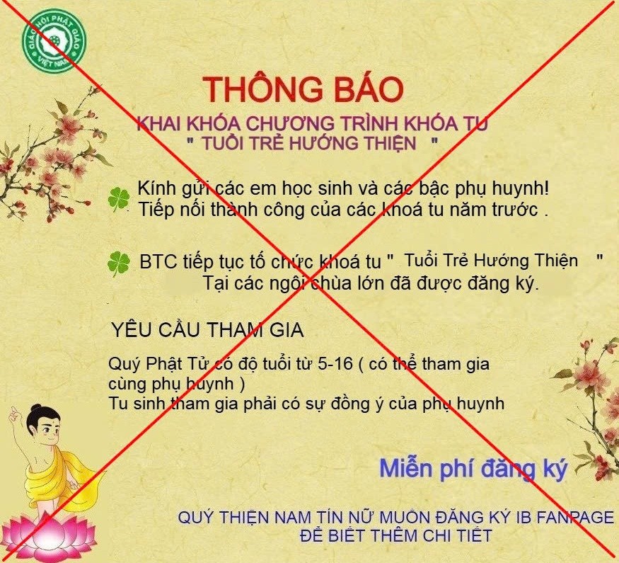 Giả danh tổ chức khóa tu mùa hè để lừa đảo Giả danh tổ chức khóa tu mùa hè để lừa đảo