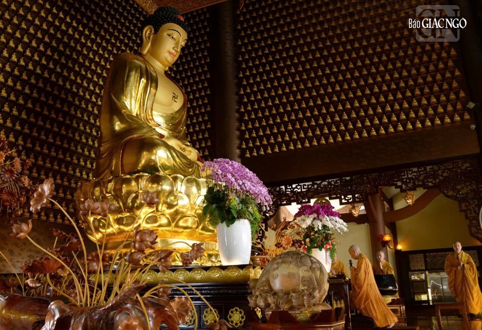 Đại lão Hòa thượng Thích Trí Quảng niêm hương bạch Phật