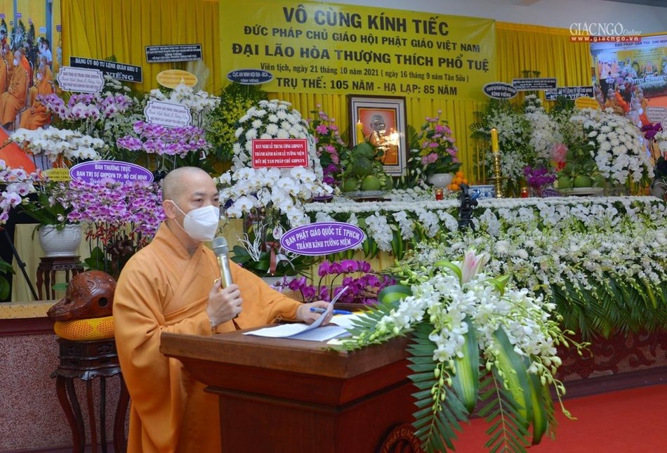 Thượng tọa Thích Quang Thạnh, Ủy viên Hội đồng Trị sự, Phó Chánh Văn phòng 2 Trung ương ôn lại cuộc đời và hành trạng của Đức Pháp chủ