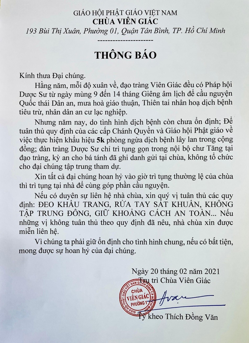 Thượng tọa Thích Đồng Văn thông báo pháp hội Dược Sư chỉ dành cho chư Tăng nội tự Thượng tọa Thích Đồng Văn thông báo pháp hội Dược Sư chỉ dành cho chư Tăng nội tự