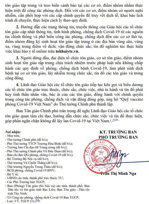 Công văn của Ban Tôn giáo Chính phủ ngày 4-6-2021 Công văn của Ban Tôn giáo Chính phủ ngày 4-6-2021