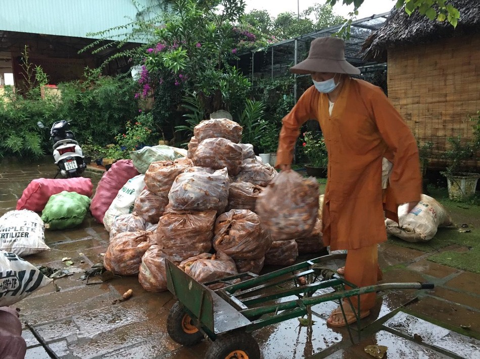 Có nhiều các thầy, nhóm Phật tử lặn lội đi hai rau củ xong rồi về phân loại Có nhiều các thầy, nhóm Phật tử lặn lội đi hai rau củ xong rồi về phân loại