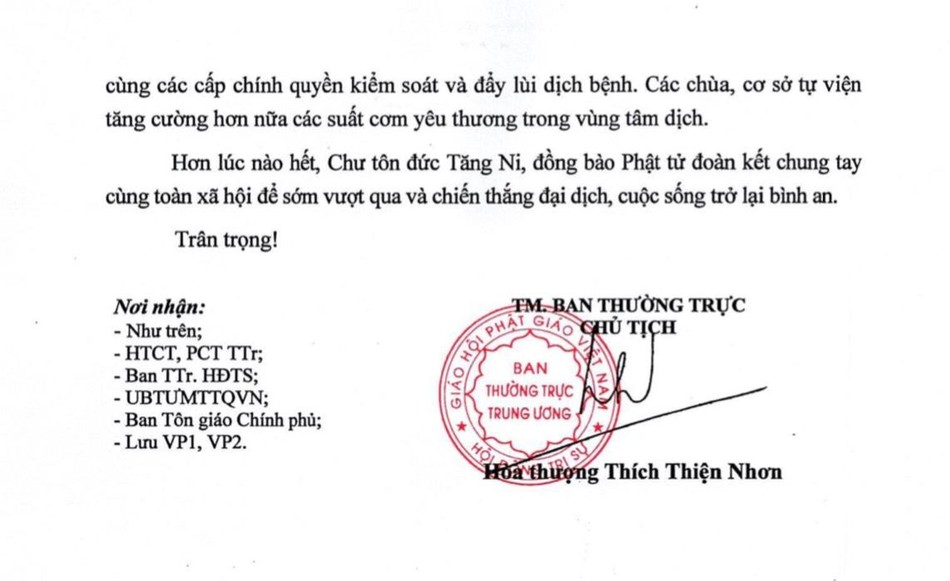 Công văn của Ban Thường trực Hội đồng Trị sự ngày 26-8-2021 Công văn của Ban Thường trực Hội đồng Trị sự ngày 26-8-2021